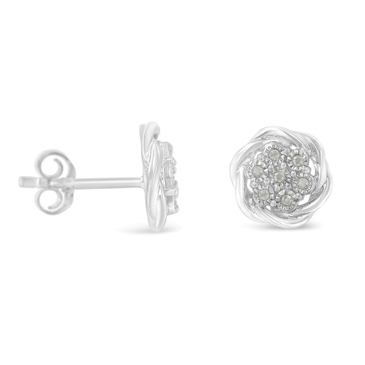 Sterling Silver Diamond Swirl Cluster Stud Earrings (1/6 cttw, I-J Color, I2-I3 Clarity) - My Store