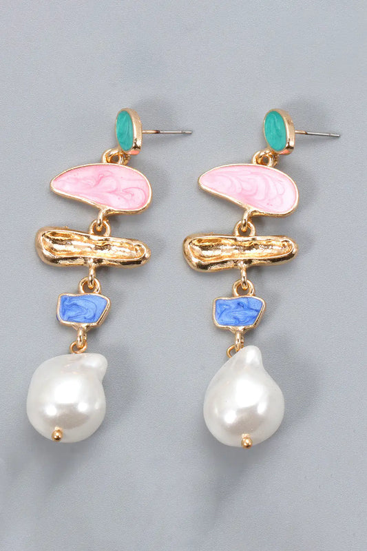 Abnormal Shape Zinc Alloy Synthetic Pearl Dangle Earrings - My Store